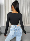 Camiseta Simples sexy manga comprida - Frete Grátis 🔥