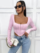 Camiseta Simples sexy manga comprida - Frete Grátis 🔥