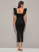 Vestido Sofistic Torção Fronta Acabamento Babado - Frete grátis 🔥