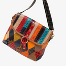 Bolsa Couro Luxo Detalhes Coloridos Genuíno | Frete Grátis 🔥