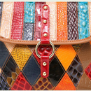 Bolsa Couro Luxo Detalhes Coloridos Genuíno | Frete Grátis 🔥