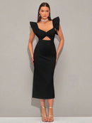 Vestido Sofistic Torção Fronta Acabamento Babado - Frete grátis 🔥